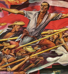 Famous excerpt of Botong Francisco's “Flipino Struggles Through History” featuring Andres Bonifacio.