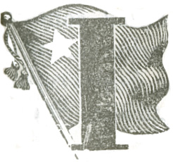 Illustrated letter I with flag