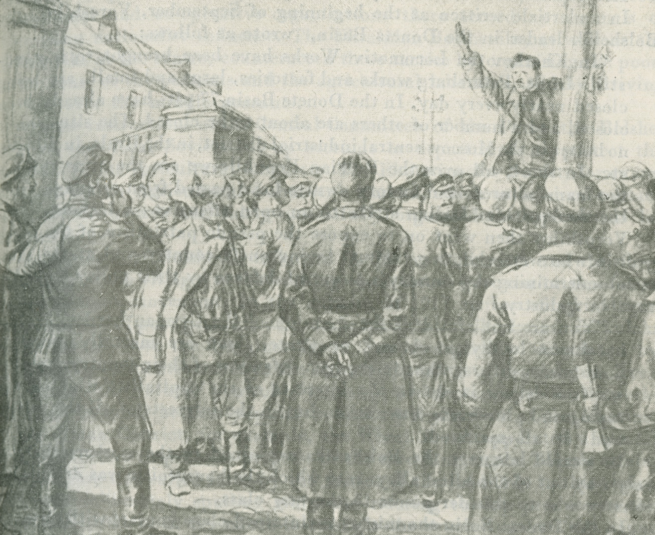 Artyom addressing a crowd of soldiers