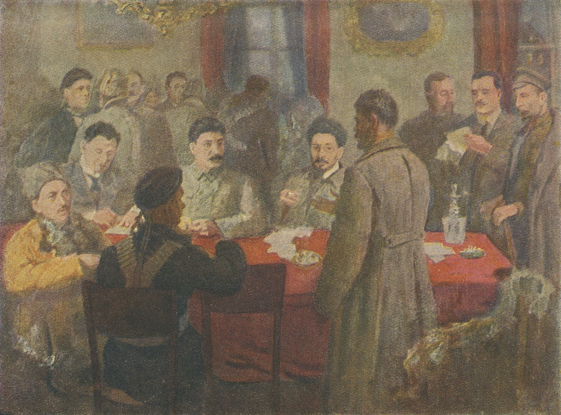 Excerpt from a painting of a meeting of the Petrograd Military Revolutionary Committee