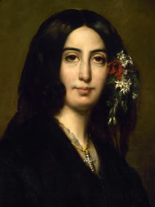 Imagem George Sand, pseudônimo de Amandine Aurore Lucile Dupin - Por Auguste Charpentier - La bildo estas kopiita de wikipedia:de.http://pmeyer.web.wesleyan.edu/254/sand_pics/sand.html(Altes bild: http://www.brynmawr.edu/french/images/coursepictures/sand.jpg), Domínio público, https://commons.wikimedia.org/w/index.php?curid=540277