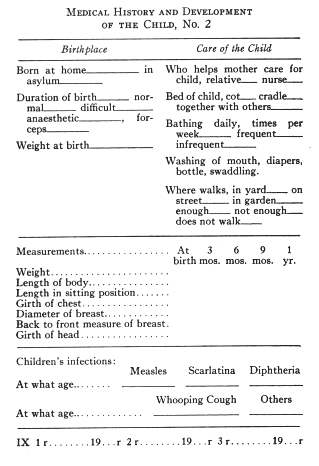 Medical History and Development of the Child, No. 2