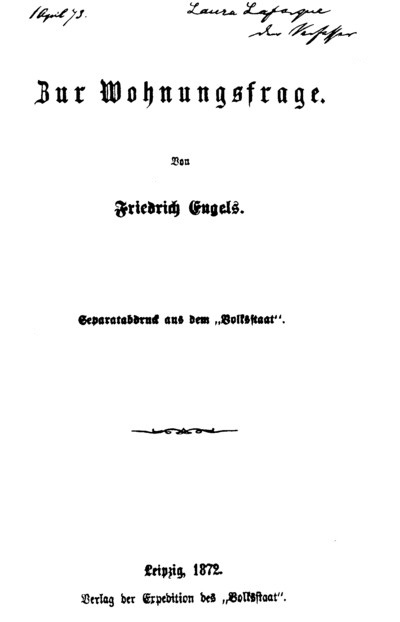 Contribuţii la problema locuinţelor, secţiunea I, 1872